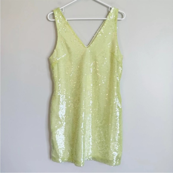 NWT Sparkling Sequin Dress Lime Neon Green. Size M - Picture 2 of 7